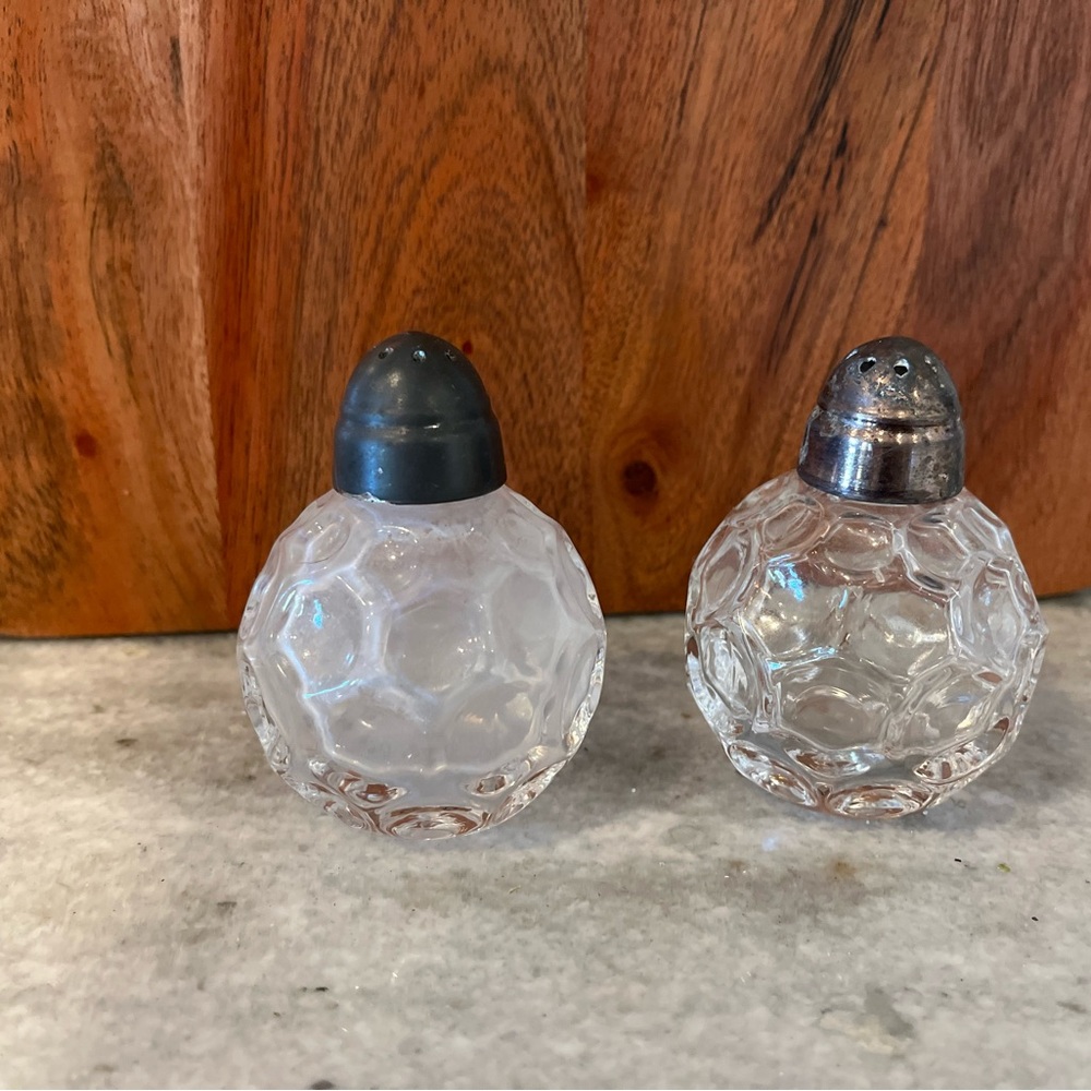 Vintage Crystal Salt and Pepper Shakers